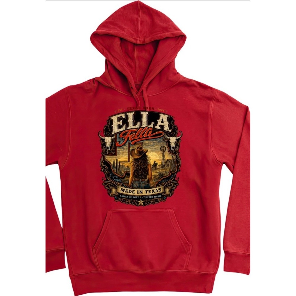 Ella Langley Ella Fella Hoodie Red Unisex Adult Small